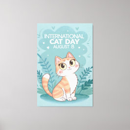 Lienzo International Cat Day Cute Whimsical Cat Art