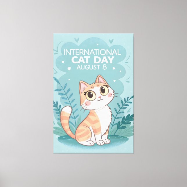 Lienzo International Cat Day Cute Whimsical Cat Art (Anverso)