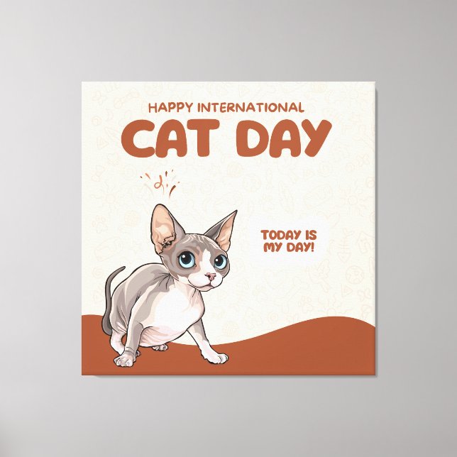Lienzo International Cat Day Sphynx Celebration Art (Anverso)