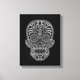 Lienzo Intrincado cráneo de azúcar blanco en negro