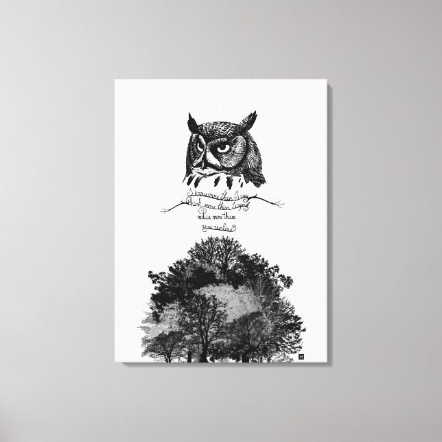 Lienzo Introvert Empath Owl sabiduría ilustrada cita de t (Anverso)