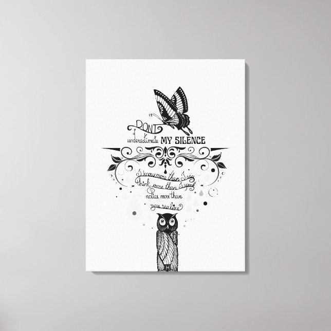 Lienzo Introvertido Empath Silence Cita de tinta de sabid (Anverso)