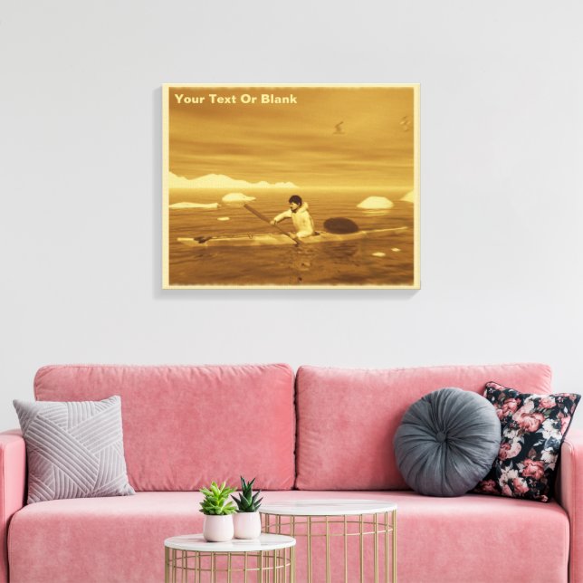 Lienzo Inuit Kayak - Sepia (Insitu (Sala de estar))