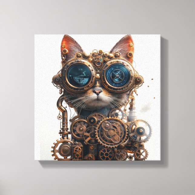 Lienzo Inventor de gato steampunk (Anverso)