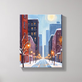 Lienzo Invierno en Boston | Ciudad de Massachusetts Acuar