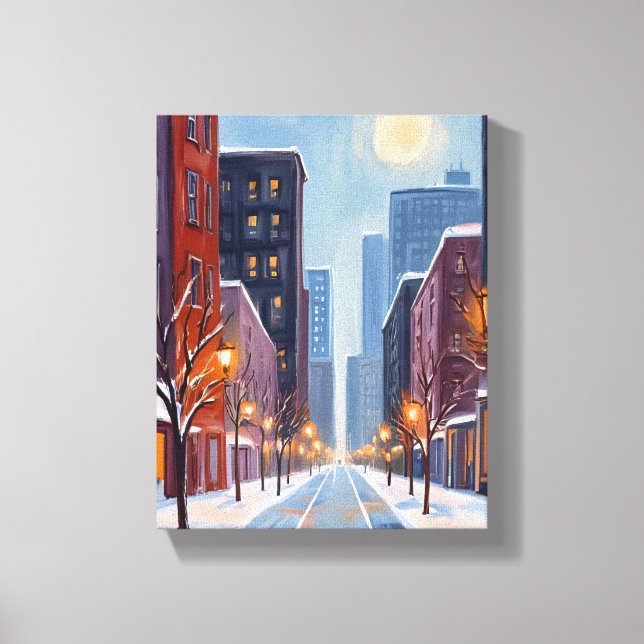 Lienzo Invierno en Boston | Ciudad de Massachusetts Acuar (Anverso)