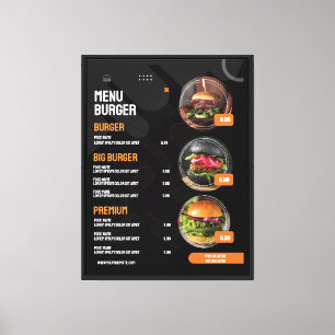 Lienzo Invitación al menú del restaurante de hamburguesas