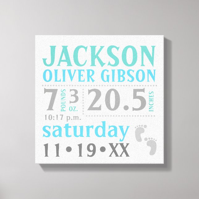 Lienzo Invitación para niños, azul, verde, gris (Anverso)