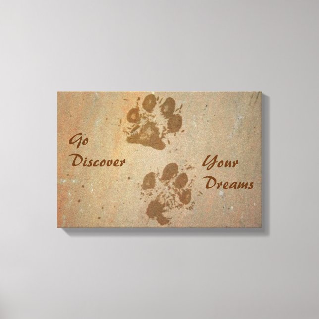 Lienzo Ir a descubrir tus sueños Pawprints envueltos tela (Anverso)