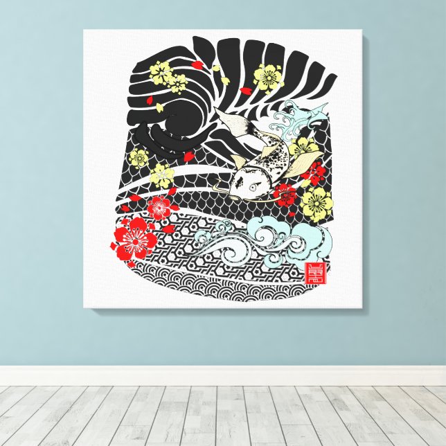 Lienzo Irezumi Art Koi Moderno (Insitu (piso de madera))