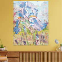 Iris en pintura de collage / Artista Larry Lerew