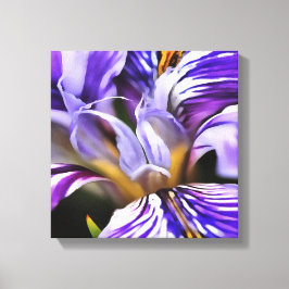 Lienzo Iris In Violet Lilac and Purple Botanical Art