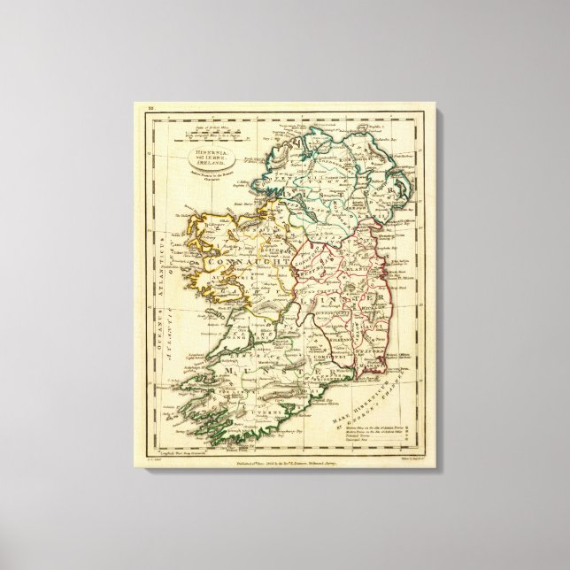 Lienzo Irlanda con fronteras delineadas (Anverso)