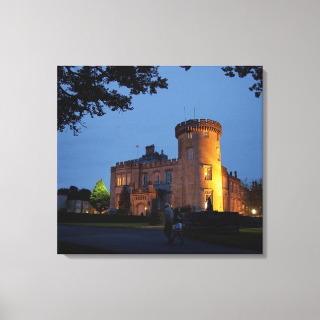 Lienzo Irlanda, el castillo de Dromoland iluminado al ano (Anverso)