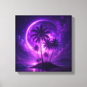 Lienzo Isla de la Luna Morada Paisaje de Ensueño