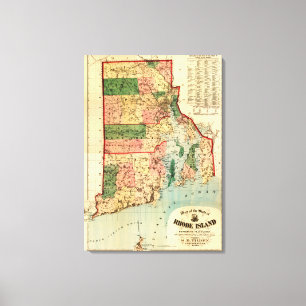 Lienzo Isla de Rhode IslandPanoramic MapRhode