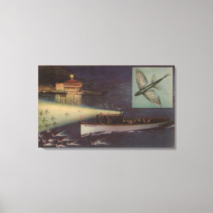 Lienzo Isla de Santa Catalina, casino de CA, pez volador