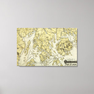 Lienzo Isla desierta del soporte y costa del mapa de