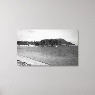 Lienzo Isla Lummi, WA - Vista de la foto de Lago Bay