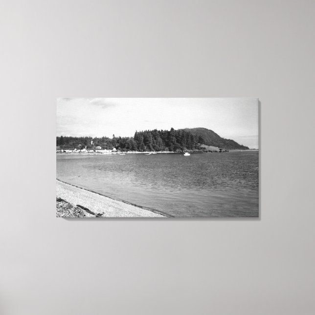 Lienzo Isla Lummi, WA - Vista de la foto de Lago Bay (Anverso)