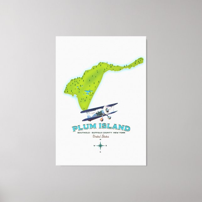 Lienzo Isla Plum, condado de Southold Suffolk, mapa de Nu (Anverso)