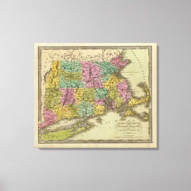 Lienzo Isla Rhode De Massachusetts Y Connecticut (Anverso)
