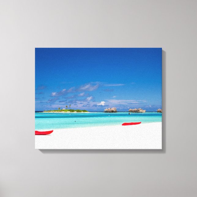 Lienzo Isla Tropical Con Playa De Arena Con Palmeras (Anverso)