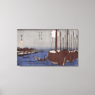 Lienzo Isla Tsukudajima y distrito de Fukagawa