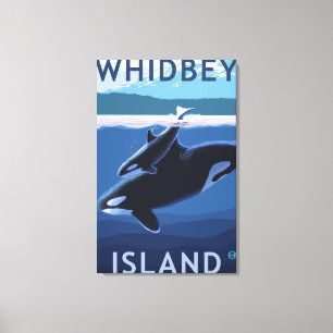 Lienzo Isla, WashingtonOrca y becerro de Whidbey