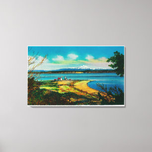 Lienzo Isla Whidby y Monte Baker desde Port Townsend