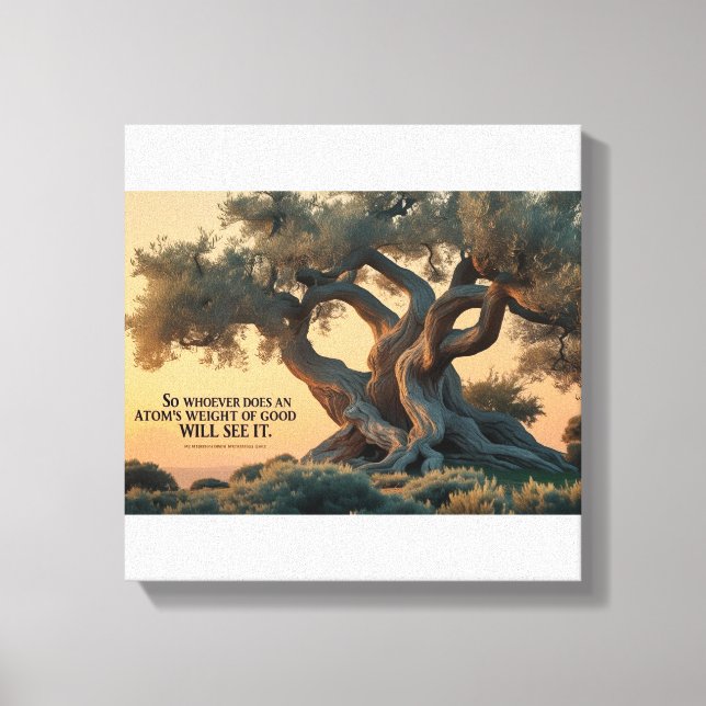 Lienzo Islamic Wall Art – Olive Tree with Quran Verse . (Anverso)