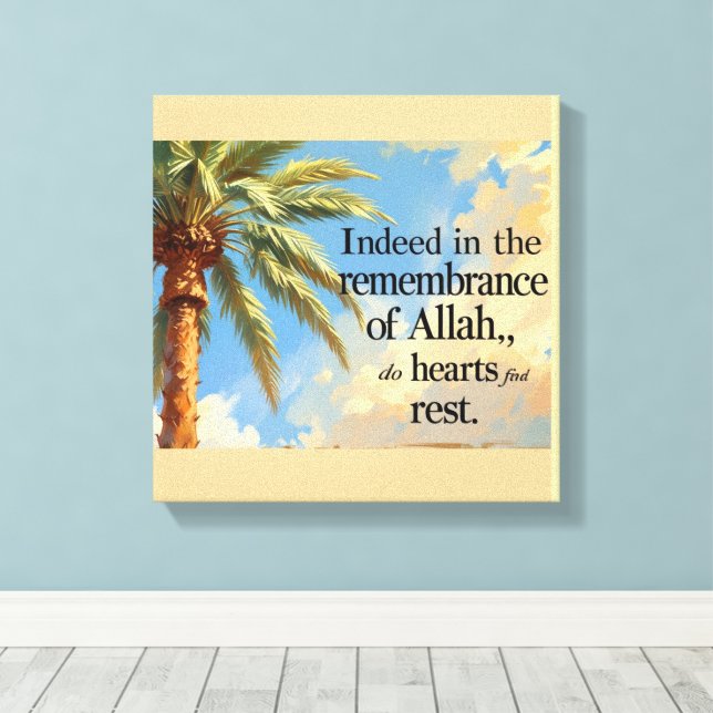 Lienzo Islamic Wall Art – Palm Tree with Quran Verse . (Insitu (piso de madera))