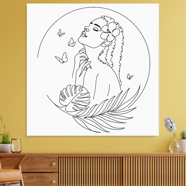 Lienzo Island Muse - Línea tropical femenina (Insitu (Sala de estar))