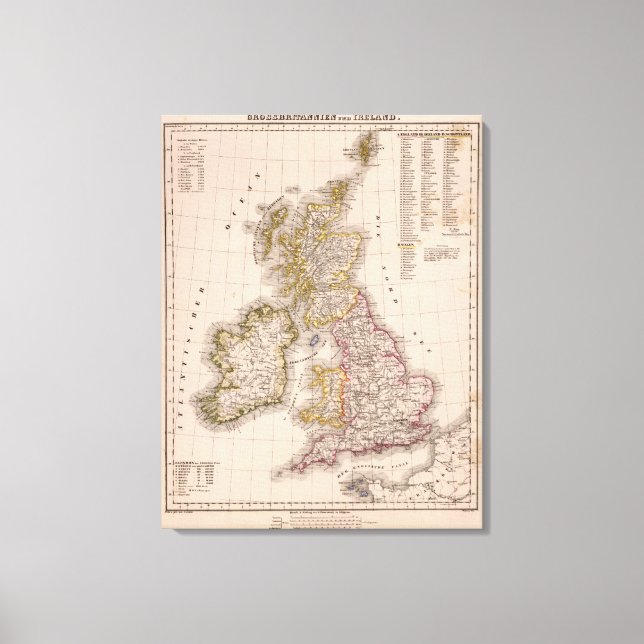 Lienzo Islas Británicas, Inglaterra, Irlanda (Anverso)