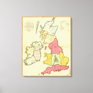 Lienzo Islas llanas de Británicos del mapa