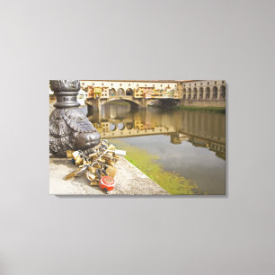 Lienzo Italia, Florencia, Cerraduras de Amor y Reflejos e