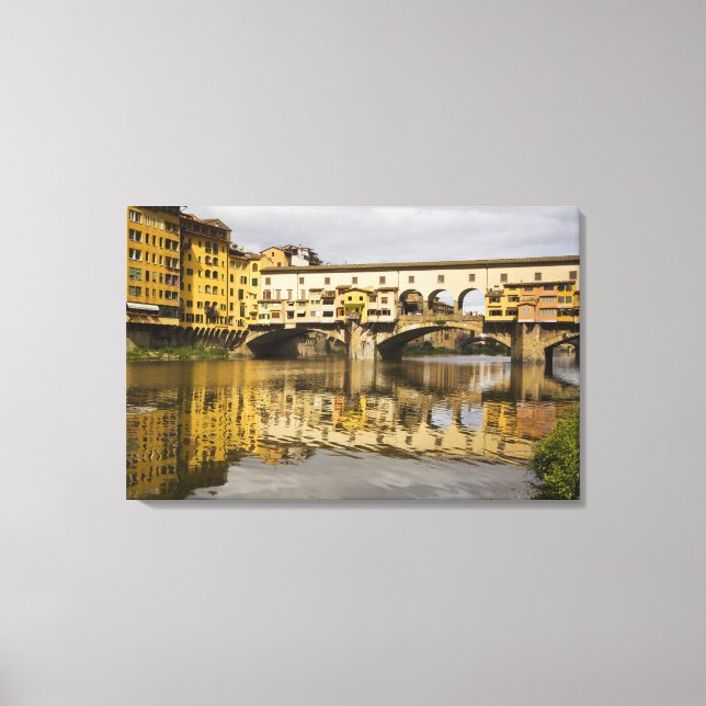 Lienzo Italia, Florencia, reflejos en el río Arno (Anverso)