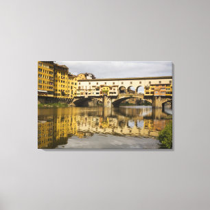 Lienzo Italia, Florencia, reflexiones en el río Arno