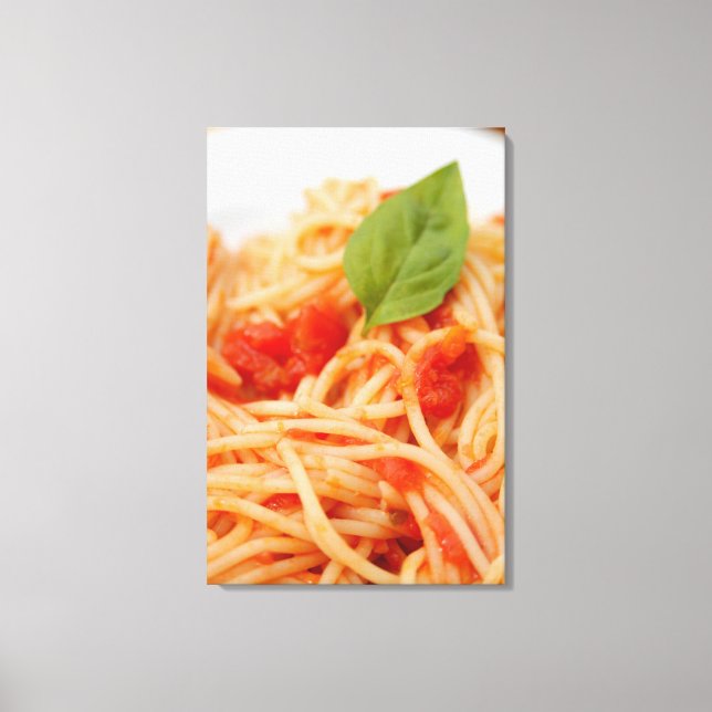 Lienzo Italia, Orta, Lago de Orta, espaguetis con tomate (Anverso)