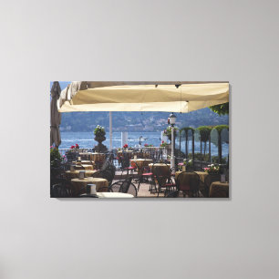 Lienzo Italia, provincia de Como, Bellagio. Café junto al