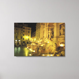 Lienzo Italia, Roma. Fuente de Trevi de noche.
