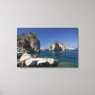 Lienzo Italia, Sicilia, Scopello, Rocas por Tonnara
