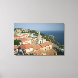 Lienzo ITALIA, Sicilia, TAORMINA: Vista hacia Piazza IX