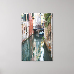 Lienzo Italia, Venecia, reflejos y pequeño puente de