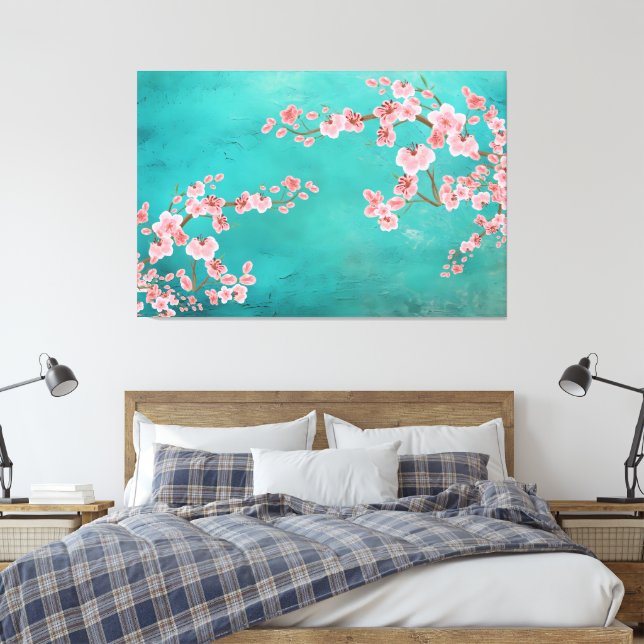 Lienzo Italian Green Landscape with Soft Cherry Blossoms (Insitu(Dormitorio))