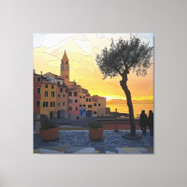 Lienzo Italian Riviera Sunset Art - Canvas Print