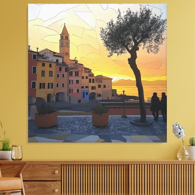 Lienzo Italian Riviera Sunset Art - Canvas Print (Insitu (Sala de estar))