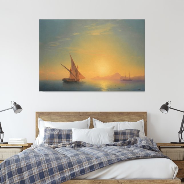 Lienzo Ivan Konstantinovich Aivazovsky - Atardecer sobre  (Insitu(Dormitorio))