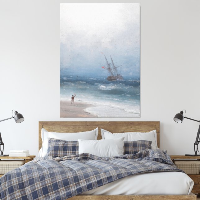 Lienzo Ivan Konstantinovich Aivazovsky - Costa tormentosa (Insitu(Dormitorio))