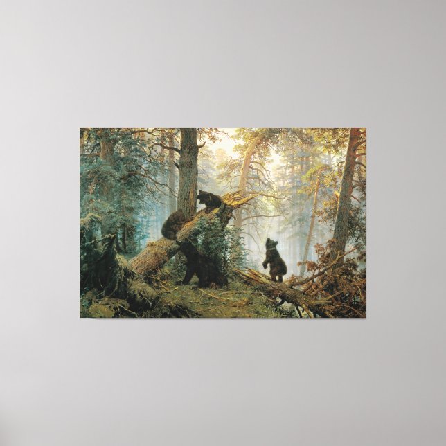 Lienzo Ivan Shishkin mañana en un bosque de pinos (Anverso)